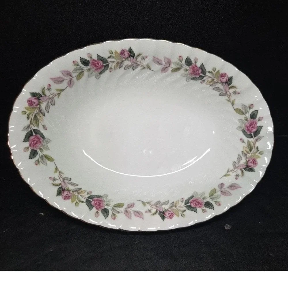 Creative Fine China Regency Rose Oval Serving Bowl, Vintage Porcelain Serveware